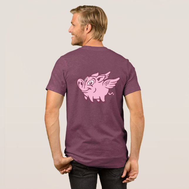 Custom Text Flying Pigs Tri-Blend Shirt (Back Full)