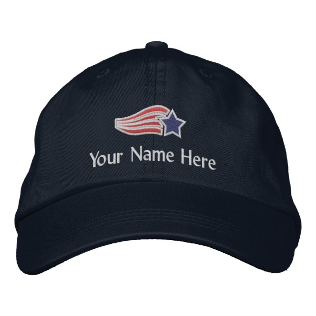 Custom Text Flying Star Logo Embroidered Hat (Front)