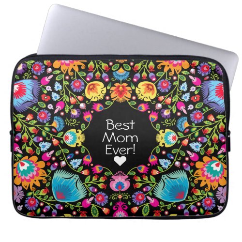 Custom text  folklore flowers  laptop sleeve