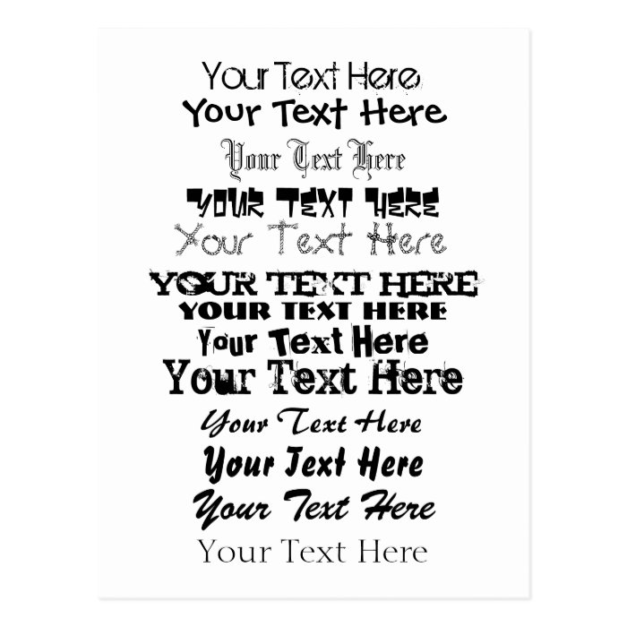 Custom Text. Fonts Postcard no. 3. Your Text Here.