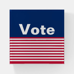 Custom Text for Red White and Blue Vote Paperweight