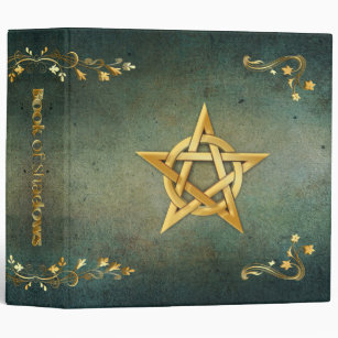 Custom Text Forest Green Gold Pentacle Shadows 3 Ring Binder