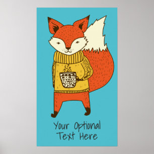 Custom text Fox Illustration poster