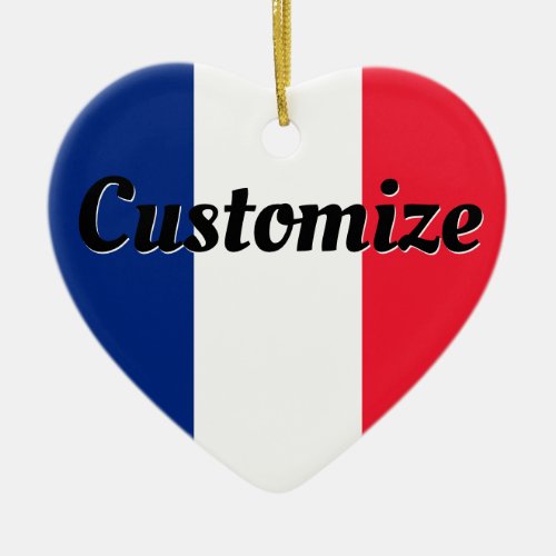 Custom Text French Flag Drapeau Franais Tricolour Ceramic Ornament