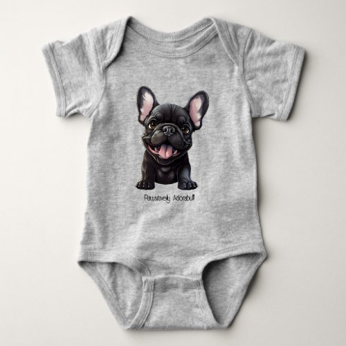 Custom text Frenchie puppy Baby Bodysuit