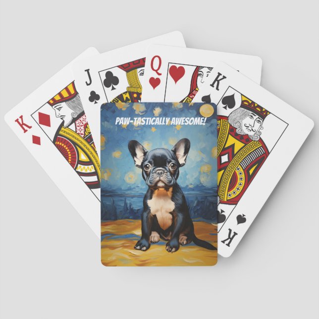 🐕 custom text, Frenchie puppy Poker Cards (Back)