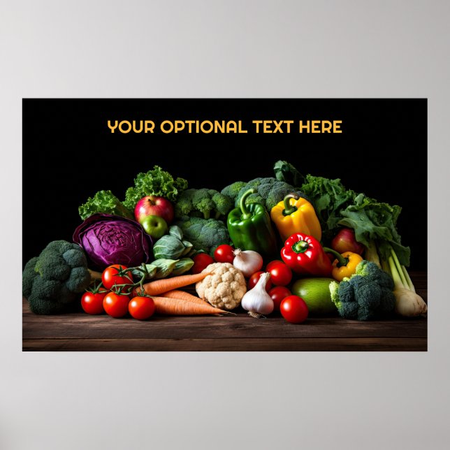 Custom Text Fresh Vegetables Poster (Front)