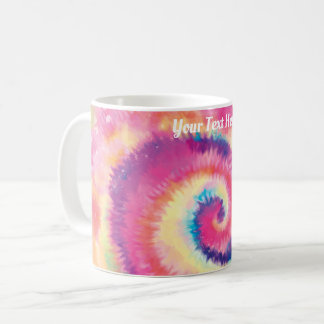 Custom Text/ Fun 60s Tie Dye Colorful Hippie Swirl Coffee Mug