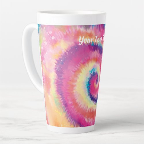 Custom Text Fun 60s Tie Dye Colorful Hippie Swirl Latte Mug