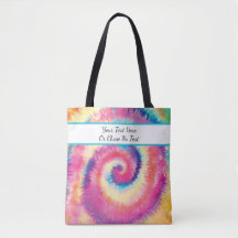 Custom Text/ Fun 60s Tie Dye Colorful Hippie Swirl