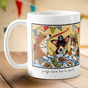 Custom Text Fun Corgi Dog Birthday Party Coffee Mug