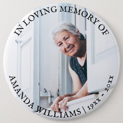 Custom Text Funeral Memorial Photo Simple Tribute Button