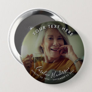 Custom Text Funeral/Memorial Tribute Photo Button