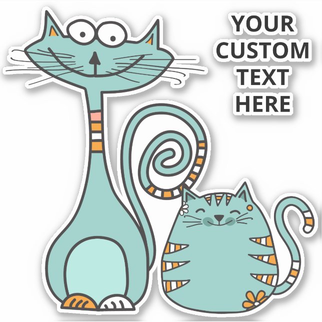 Custom text Funny Cats Sticker (Front)