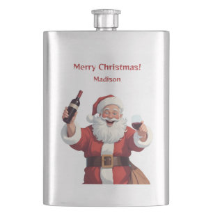 Custom Text Funny Drunk Santa Flask