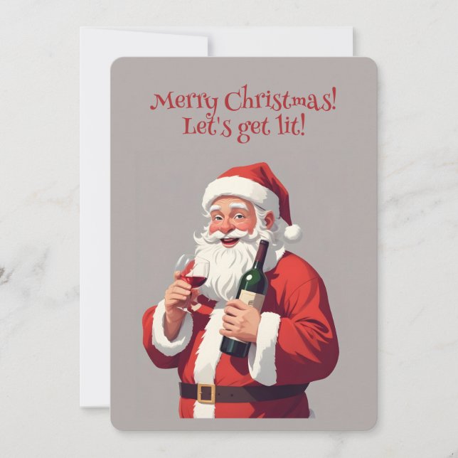 Custom Text Funny Drunk Santa Invitation (Front)