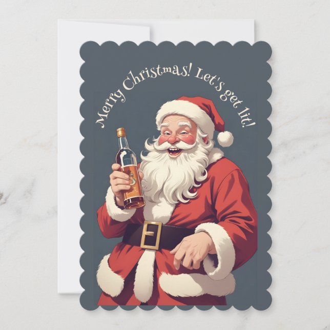 Custom Text Funny Drunk Santa Invitation (Front)