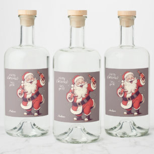 Custom Text Funny Drunk Santa Liquor Bottle Label