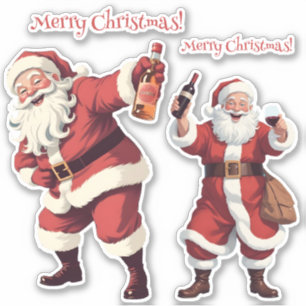 Custom Text Funny Drunk Santa Sticker