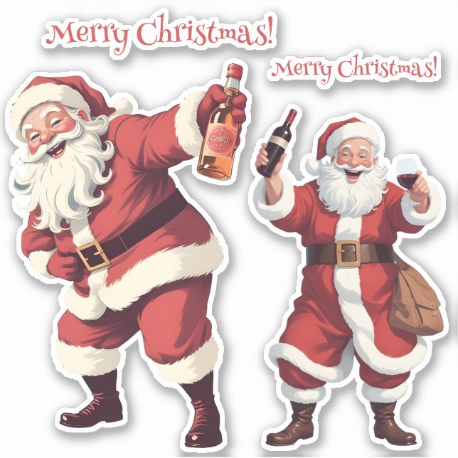 Custom Text Funny Drunk Santa Sticker (Front)
