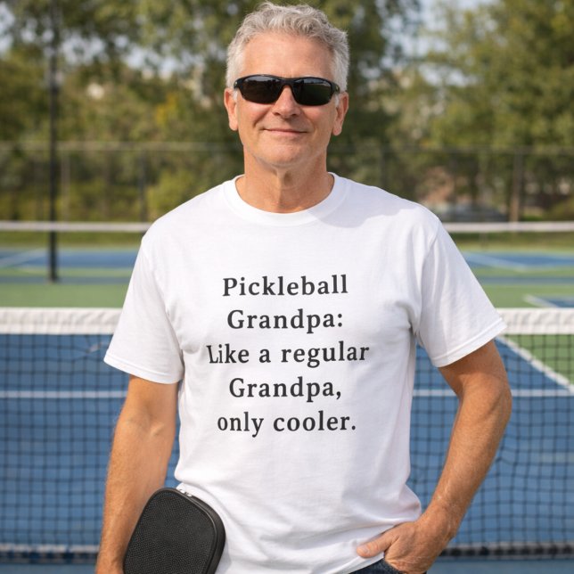 Custom Text Funny Grandpa Pickleball  T-Shirt (Pickleball Grandpa - Funny and cool shirt. Modern. Look great on the court.)
