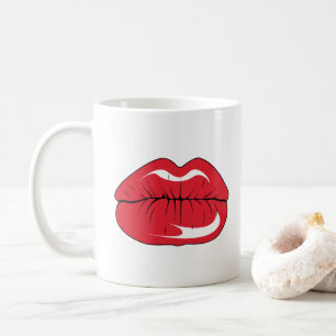 Custom Text Funny Red Lips Cartoon Mouth Coffee Mug