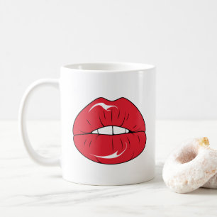 Custom Text Funny Red Lips Cartoon Mouth Coffee Mug