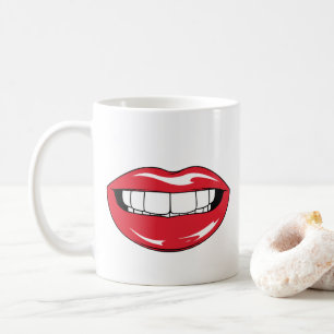 Custom Text Funny Red Lips Cartoon Mouth Coffee Mug