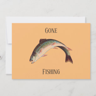Custom text Funny trout gone fishing Holiday Card