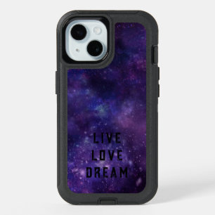 Custom Text Galaxy Nebula Space-Themed Otterbox iPhone 15 Case