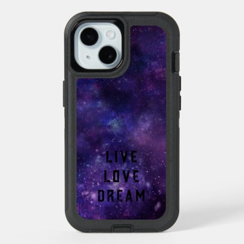 Custom Text Galaxy Nebula Space_Themed Otterbox iPhone 15 Case