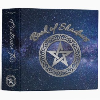 Custom Text Galaxy Silver Pentacle Shadow Book 3 Ring Binder