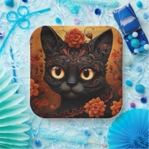 Custom text 💀😺 Gato De Los Muertos Paper Plates