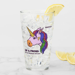 Custom Text Gay Unicorn Glass