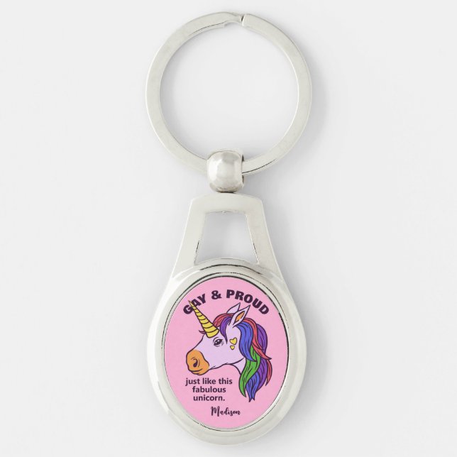 Custom Text Gay Unicorn Keychain (Front)