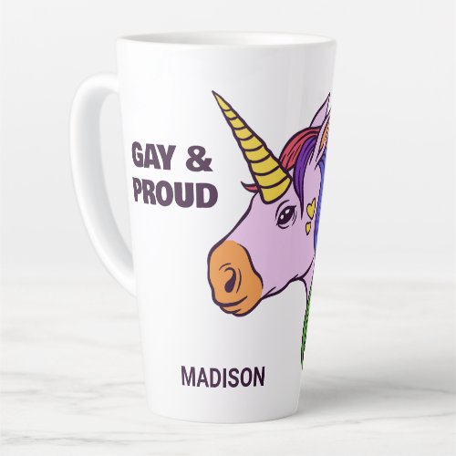Custom Text Gay Unicorn Latte Mug