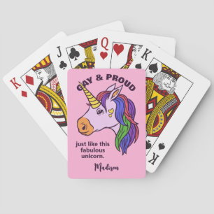 Custom Text Gay Unicorn Poker Cards