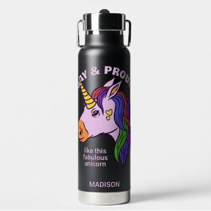 Custom Text Gay Unicorn Water Bottle