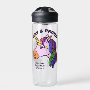 Custom Text Gay Unicorn Water Bottle