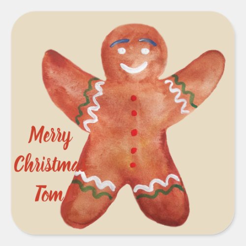 Custom Text Gingerbread Man Sticker