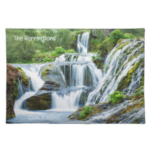 Custom Text Gjain Waterfalls, Iceland Cloth Placemat