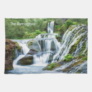 Custom Text Gjain Waterfalls, Iceland Kitchen Towel