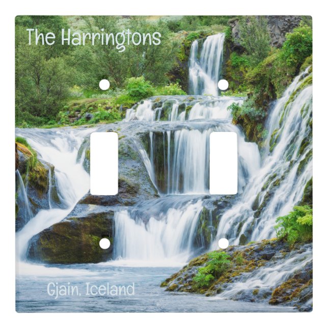 Custom Text Gjain Waterfalls, Iceland Light Switch Cover (Front)