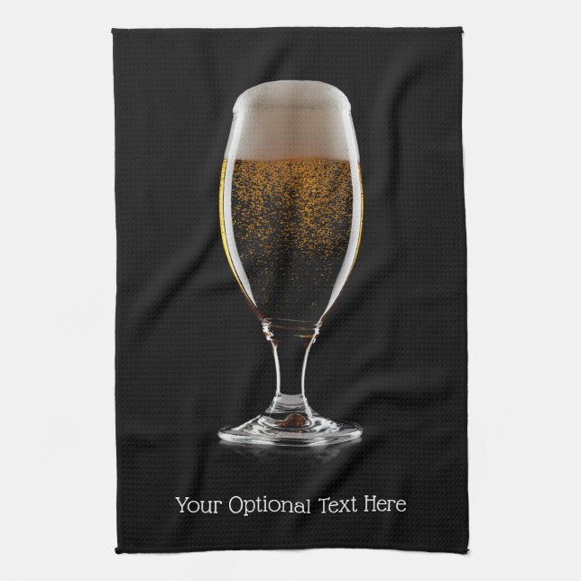 Custom text Glass of Beer Kitchen Towel (Vertical)