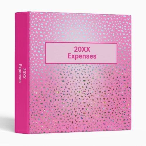 Custom Text Glitter Pink Cheetah Print 3 Ring Binder