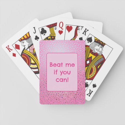 Custom Text Glitter Pink Cheetah Print Poker Cards