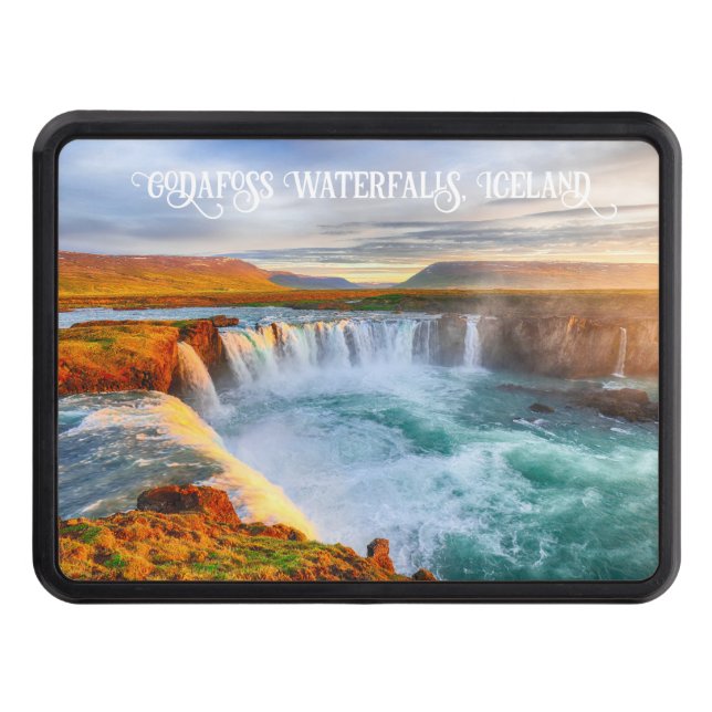 Custom Text Godafoss Waterfalls, Iceland Hitch Cover (Front)