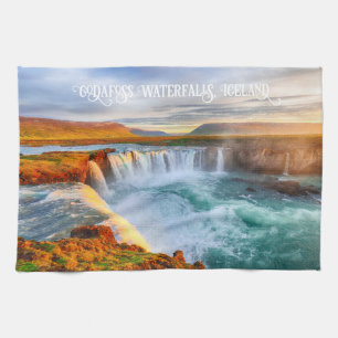 Custom Text Godafoss Waterfalls, Iceland Kitchen Towel