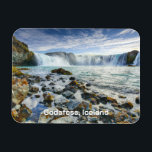 Custom Text Godafoss Waterfalls, Iceland Magnet<br><div class="desc">See my store for more Iceland items.</div>