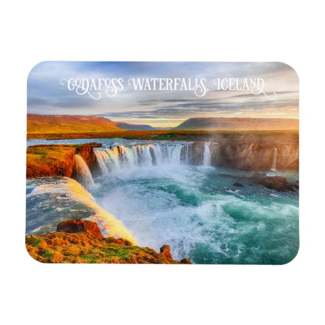 Custom Text Godafoss Waterfalls, Iceland Magnet (Horizontal)